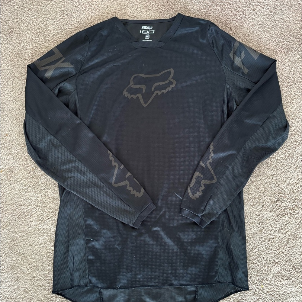 Fox Black Long Sleeve Jersey with Tonal Logo